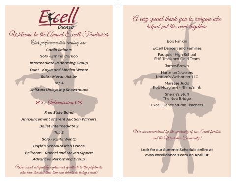 Excell Dance Fundraiser Program