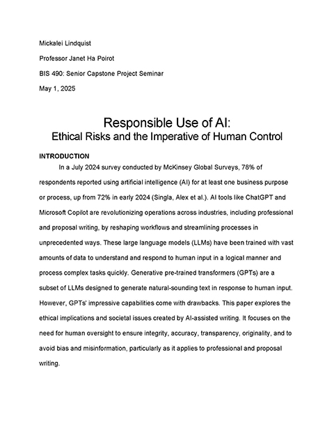 Academic writing sample about AI use